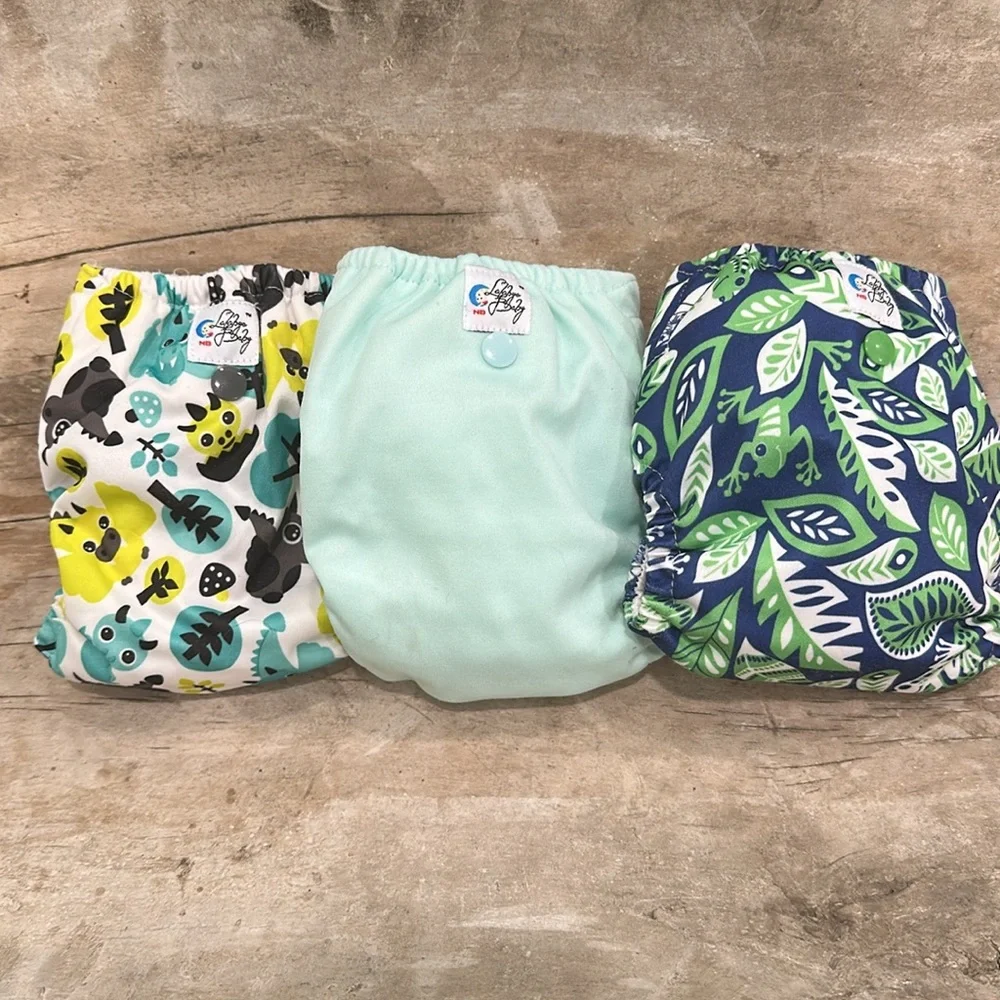 Lalabye Baby, NEWBORN size cloth diapers reusable. Hook and Loop *USED*